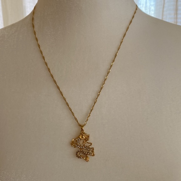 14k gold plated dragon necklace - Picture 5 of 8